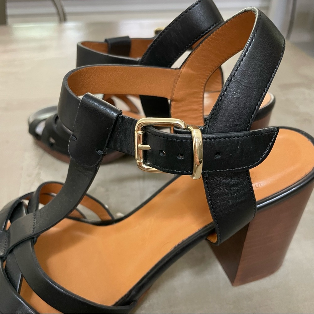 Sezane Florence Sandals Smooth Black Heritage - Size 8 - Picture 9 of 10